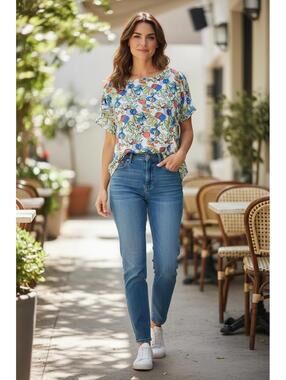 LOFT Floral Pattern Short Sleeve Top SZ SMALL